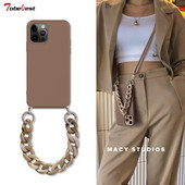 INS Crossbody Lanyard Колие Мраморна верига Силиконов калъф за Iphone 14 13 12 Mini 11 Pro XS Max XR X 8 7 6S 6 Plus SE2020 Cover