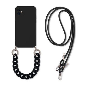 INS Crossbody Lanyard Κολιέ Μαρμάρινη θήκη σιλικόνης με αλυσίδα για Iphone 14 13 12 Mini 11 Pro XS Max XR X 8 7 6S 6 Plus SE2020 Cover