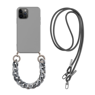 INS Crossbody Lanyard Колие Мраморна верига Силиконов калъф за Iphone 14 13 12 Mini 11 Pro XS Max XR X 8 7 6S 6 Plus SE2020 Cover