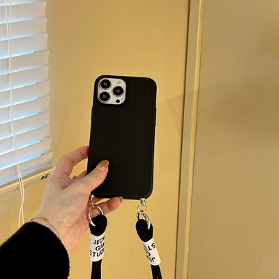 INS Crossbody Lanyard Колие Мраморна верига Силиконов калъф за Iphone 14 13 12 Mini 11 Pro XS Max XR X 8 7 6S 6 Plus SE2020 Cover