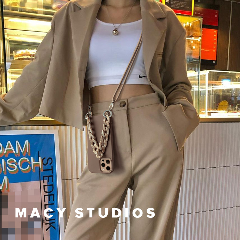 INS Crossbody Lanyard Колие Мраморна верига Силиконов калъф за Iphone 14 13 12 Mini 11 Pro XS Max XR X 8 7 6S 6 Plus SE2020 Cover