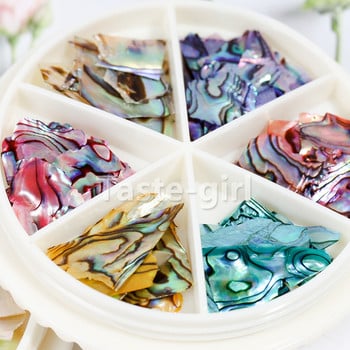 6 цвята нокти Abalone Shell Fragments Texture Natural Sea Shell 3d Charm Nail Art Decoration Slice Направи си сам Инструменти за салон за красота Ново