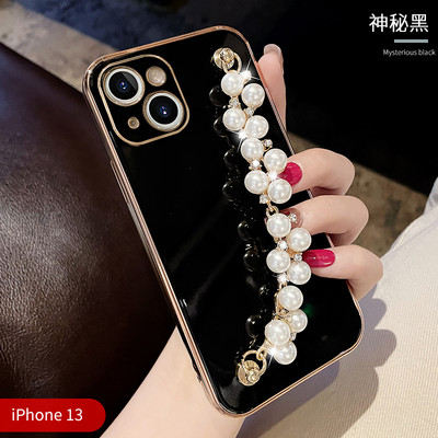 Θήκη αλυσίδας βραχιολιού Diamond Pearl για Iphone 14 13 12 11 Pro XS Max XR X 8 7 Plus SE 2020 12mini Painting Soft Silicone Cover