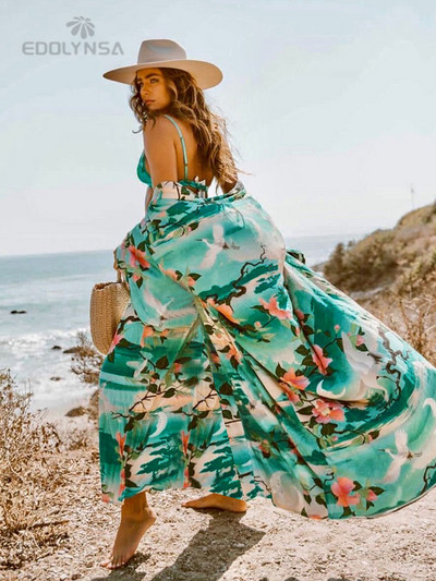 Boemski printani bikini pokrivači Elegantna kimono haljina tunika sa samopojasom Ženska odjeća za plažu veće veličine Kupaći kostim za pokrivanje Q1228