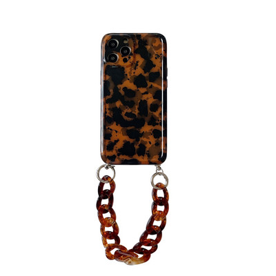 Moodne merevaigukollane leopardi marmorist käevõru kett telefoniümbris iPhone`i jaoks 14 13 12 11 Pro X XS Max XR 8 7 Plus Ins Populaarne kate