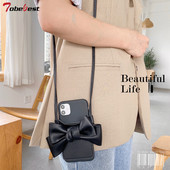 Crossbody Lanyard Bowknot pehme silikoonümbris iPhone 13 12 Mini 11 Pro XS Max XR X 8 7 6S 6 Plus SE 2020 telefoni ümbris