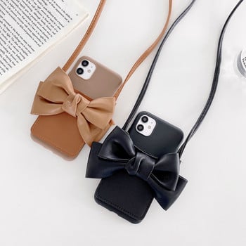 Κάλυμμα τηλεφώνου Crossbody Lanyard Bowknot Soft Silicone Case for Iphone 13 12 Mini 11 Pro XS Max XR X 8 7 6S 6 Plus SE 2020