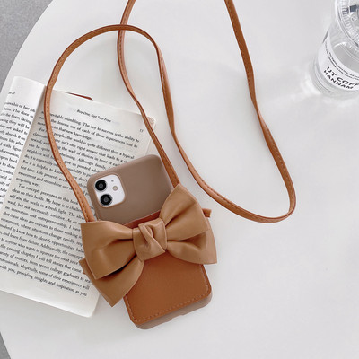 Crossbody Lanyard Bowknot pehme silikoonümbris iPhone 13 12 Mini 11 Pro XS Max XR X 8 7 6S 6 Plus SE 2020 telefoni ümbris