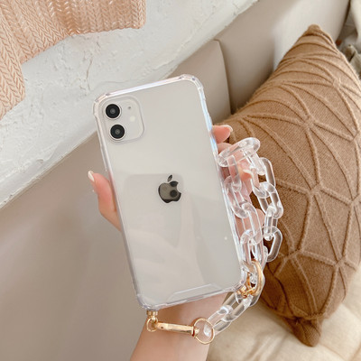 Θήκες τηλεφώνου Tobebest Clear Chain βραχιόλι για iphone 13 12 11 pro max X XS XR 7 8 Plus SE 2020 Διαφανές πίσω κάλυμμα