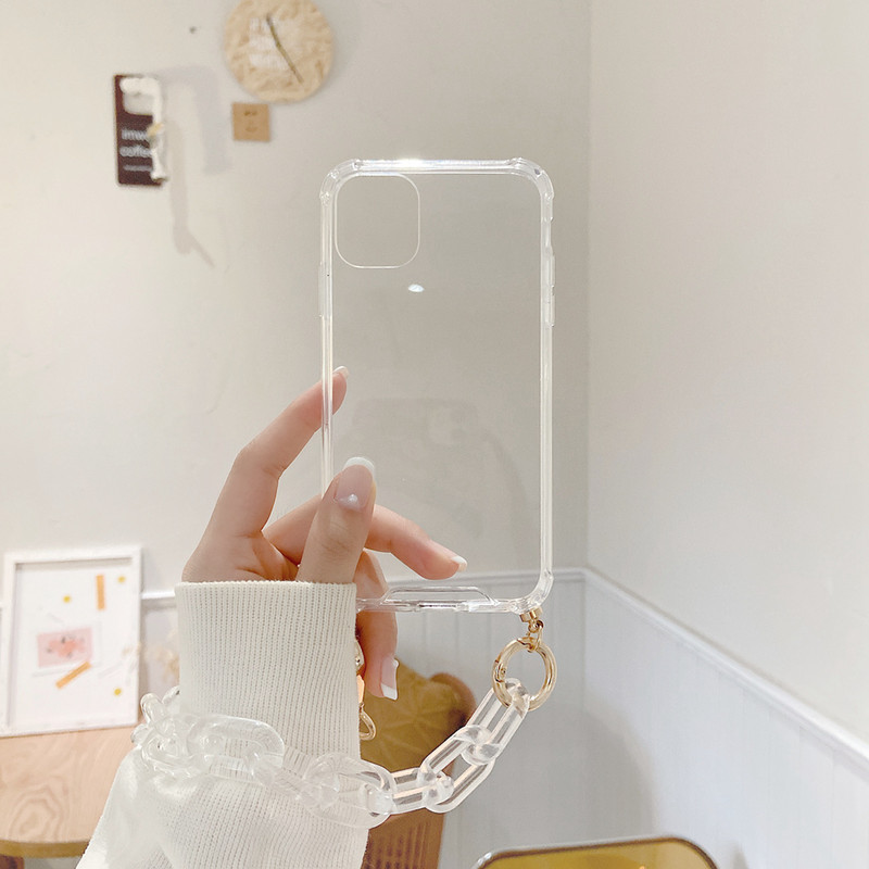 Θήκες τηλεφώνου Tobebest Clear Chain βραχιόλι για iphone 13 12 11 pro max X XS XR 7 8 Plus SE 2020 Διαφανές πίσω κάλυμμα