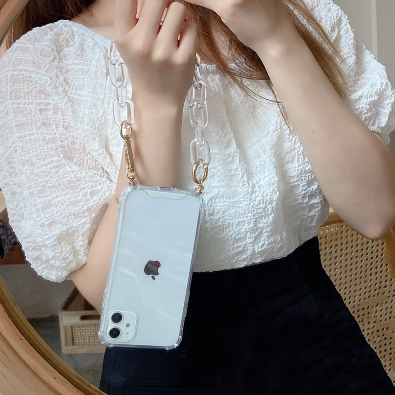 Θήκες τηλεφώνου Tobebest Clear Chain βραχιόλι για iphone 13 12 11 pro max X XS XR 7 8 Plus SE 2020 Διαφανές πίσω κάλυμμα
