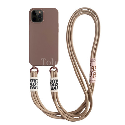 3-ühes kaasaskantav Crossbody kaelakee silikoonümbris iPhone 13 12 Mini 11 Pro XS Max XR X 8 7 Plus tagakaas
