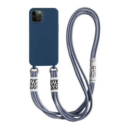 3-ühes kaasaskantav Crossbody kaelakee silikoonümbris iPhone 13 12 Mini 11 Pro XS Max XR X 8 7 Plus tagakaas
