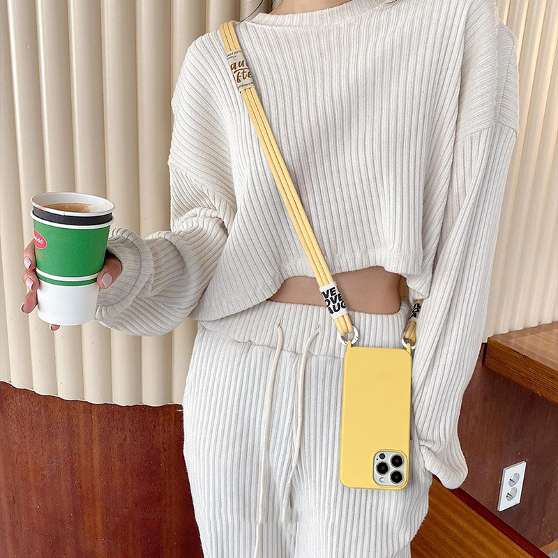 3-ühes kaasaskantav Crossbody kaelakee silikoonümbris iPhone 13 12 Mini 11 Pro XS Max XR X 8 7 Plus tagakaas