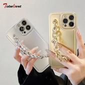 Tobebest Kuldne kett Käevõru IMD ümbris iPhone`ile 14 13 12 11 Pro Max Case Solver randmepael, pehme kate