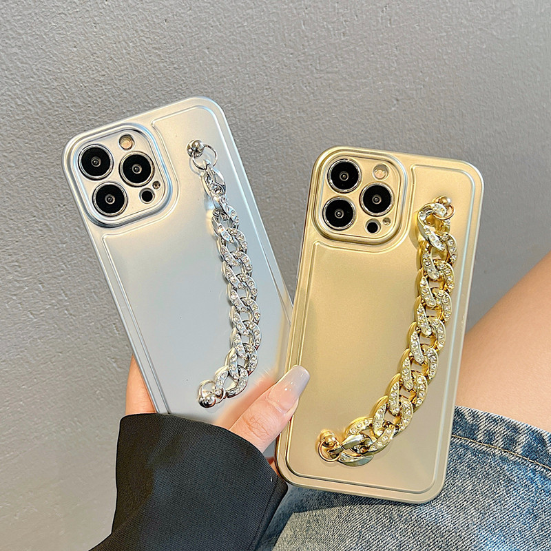Tobebest Husă IMD cu brățară cu lanț de aur pentru iPhone 14 13 12 11 Pro Max Husă Solver Curea de mână Husă moale
