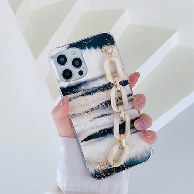 Θήκες τηλεφώνου Tobebest Sands Marble Bracelet για iphone 13 12 Pro Max 11 pro X XS Max XR 7 8 Plus Αλυσίδα λουράκι καρπού Μαλακό κέλυφος