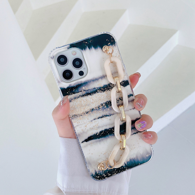 Tobebest Sands Мраморна гривна Калъфи за телефони за iphone 13 12 Pro Max 11 pro X XS Max XR 7 8 Plus Верижка Каишка за китка Soft Shell