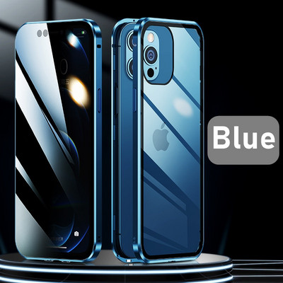 Metalna zaštitna torbica od magnetskog kaljenog stakla za iPhone 11 12 13 14 Pro Max Anti-Spy 360 Zaštitna maska za Iphone XR XS Max 8 7