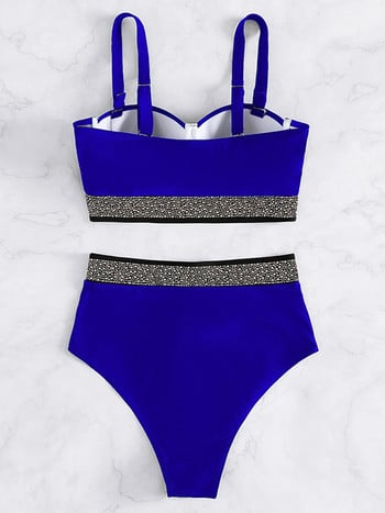 Riseado Push Up Bikini Woman 2023 Rhinestone Studded Μαγιό Ψηλόμεση Σέξι μαγιό Γυναικεία Μαγιό μπικίνι με ιμάντες