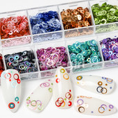 1 tok Mermaid Symphony Nail Art Csillogó flitterek Pehely Holografikus Lézer Vegyes Forma 3D Kerek Kör Szelet Barkács manikűr Dekor