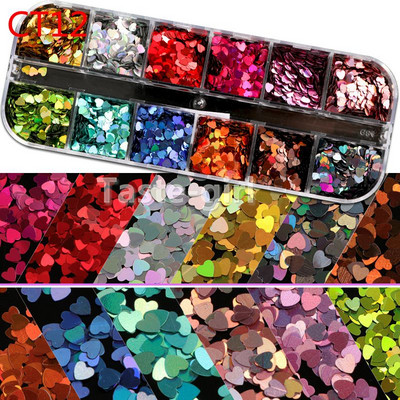 1 tok Mermaid Symphony Nail Art Csillogó flitterek Pehely Holografikus Lézer Vegyes Forma 3D Kerek Kör Szelet Barkács manikűr Dekor