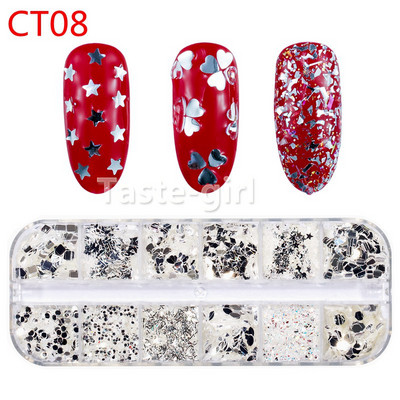 1 tok Mermaid Symphony Nail Art Csillogó flitterek Pehely Holografikus Lézer Vegyes Forma 3D Kerek Kör Szelet Barkács manikűr Dekor