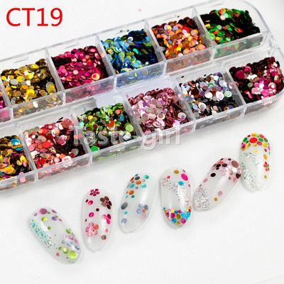 1 tok Mermaid Symphony Nail Art Csillogó flitterek Pehely Holografikus Lézer Vegyes Forma 3D Kerek Kör Szelet Barkács manikűr Dekor