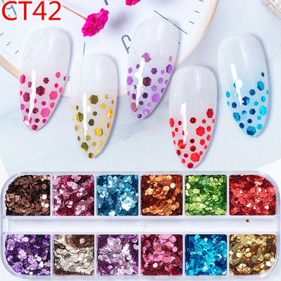 1 tok Mermaid Symphony Nail Art Csillogó flitterek Pehely Holografikus Lézer Vegyes Forma 3D Kerek Kör Szelet Barkács manikűr Dekor