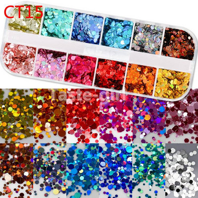 1 tok Mermaid Symphony Nail Art Csillogó flitterek Pehely Holografikus Lézer Vegyes Forma 3D Kerek Kör Szelet Barkács manikűr Dekor