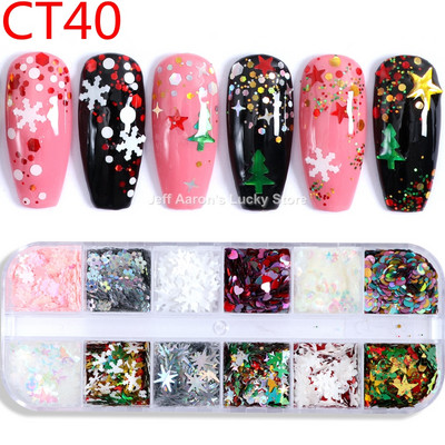 1 tok Mermaid Symphony Nail Art Csillogó flitterek Pehely Holografikus Lézer Vegyes Forma 3D Kerek Kör Szelet Barkács manikűr Dekor
