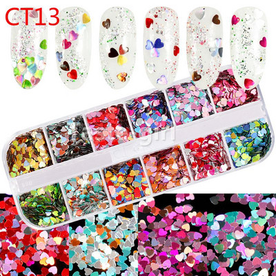 1 tok Mermaid Symphony Nail Art Csillogó flitterek Pehely Holografikus Lézer Vegyes Forma 3D Kerek Kör Szelet Barkács manikűr Dekor