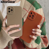 Έγχρωμη θήκη τηλεφώνου Earth Tones Soft Silicone για iPhone 14 13 12 11 Pro Max 7 8 Plus SE 2 X XR XS Max Camera Lens Protection Cover