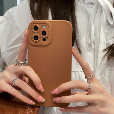 Έγχρωμη θήκη τηλεφώνου Earth Tones Soft Silicone για iPhone 14 13 12 11 Pro Max 7 8 Plus SE 2 X XR XS Max Camera Lens Protection Cover