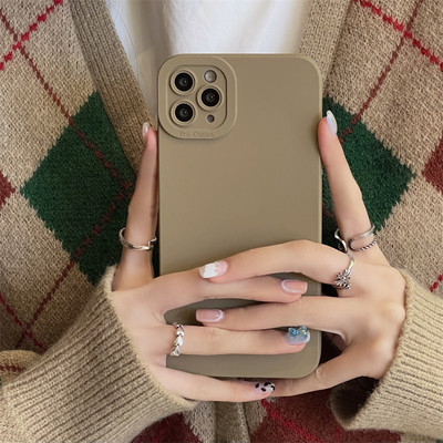 Έγχρωμη θήκη τηλεφώνου Earth Tones Soft Silicone για iPhone 14 13 12 11 Pro Max 7 8 Plus SE 2 X XR XS Max Camera Lens Protection Cover