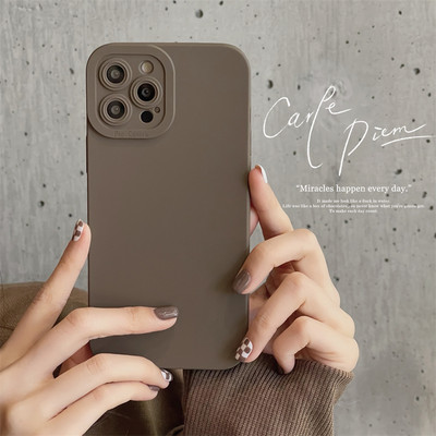 Έγχρωμη θήκη τηλεφώνου Earth Tones Soft Silicone για iPhone 14 13 12 11 Pro Max 7 8 Plus SE 2 X XR XS Max Camera Lens Protection Cover