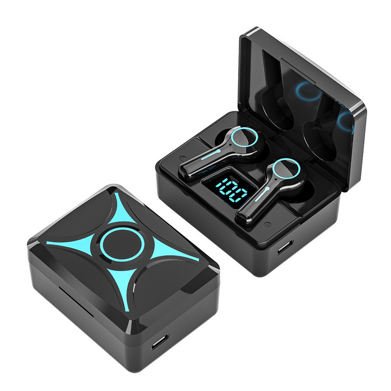 M37 TWS bezvadu austiņas Bluetooth-5.2 stereo sporta austiņas IPX6 ūdensizturīgas austiņas austiņas lādēšanas kaste ar mikrofonu