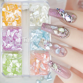 1 cutie Unghii perlate lucioase, piatră de coajă de abalone, pentru decorațiuni de artă a unghiilor, sclipici, manichiură, farmece, accesorii, fulgi