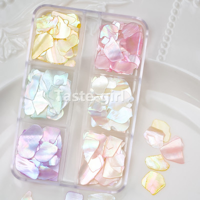 1 cutie Unghii perlate lucioase, piatră de coajă de abalone, pentru decorațiuni de artă a unghiilor, sclipici, manichiură, farmece, accesorii, fulgi