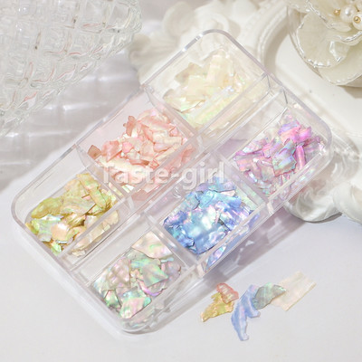 1 cutie Unghii perlate lucioase, piatră de coajă de abalone, pentru decorațiuni de artă a unghiilor, sclipici, manichiură, farmece, accesorii, fulgi
