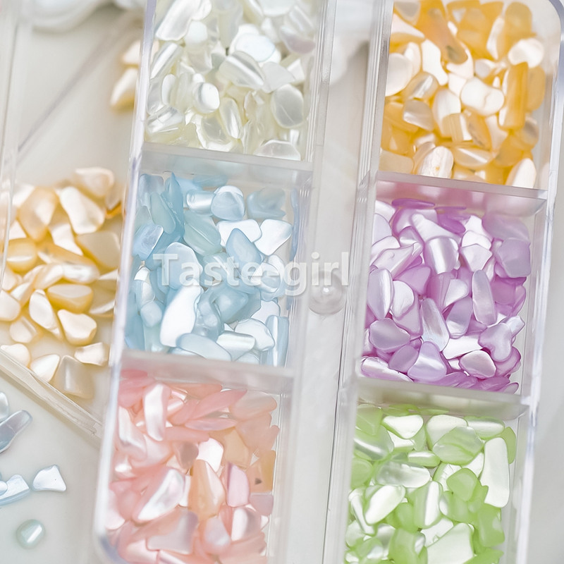 1 cutie Unghii perlate lucioase, piatră de coajă de abalone, pentru decorațiuni de artă a unghiilor, sclipici, manichiură, farmece, accesorii, fulgi