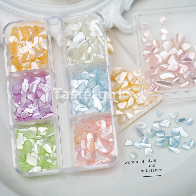 1 cutie Unghii perlate lucioase, piatră de coajă de abalone, pentru decorațiuni de artă a unghiilor, sclipici, manichiură, farmece, accesorii, fulgi