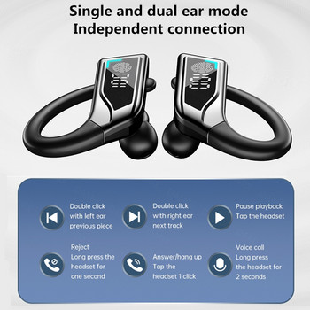 Ασύρματα ακουστικά Q8 TWS Ακουστικά HiFI Stereo Touch Headphone 5.2 συμβατά με Bluetooth Αθλητικά αδιάβροχα ακουστικά με γάντζο αυτιού με μικρόφωνο
