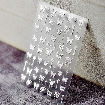 1 list 5D New Craft Butterfly Design Nail Art Naljepnica Ultra-tanke, čvrste velike naljepnice Crno-bijele 3D Nail Art Decorations Slider