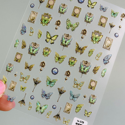 Új Craft Relief Butterfly 5D Nail Art matricák Öntapadó dekoráció Dombornyomott virágmatricák Csúsztató manikűr tervezési kellékek