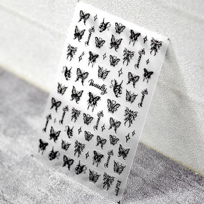 Új Craft Relief Butterfly 5D Nail Art matricák Öntapadó dekoráció Dombornyomott virágmatricák Csúsztató manikűr tervezési kellékek