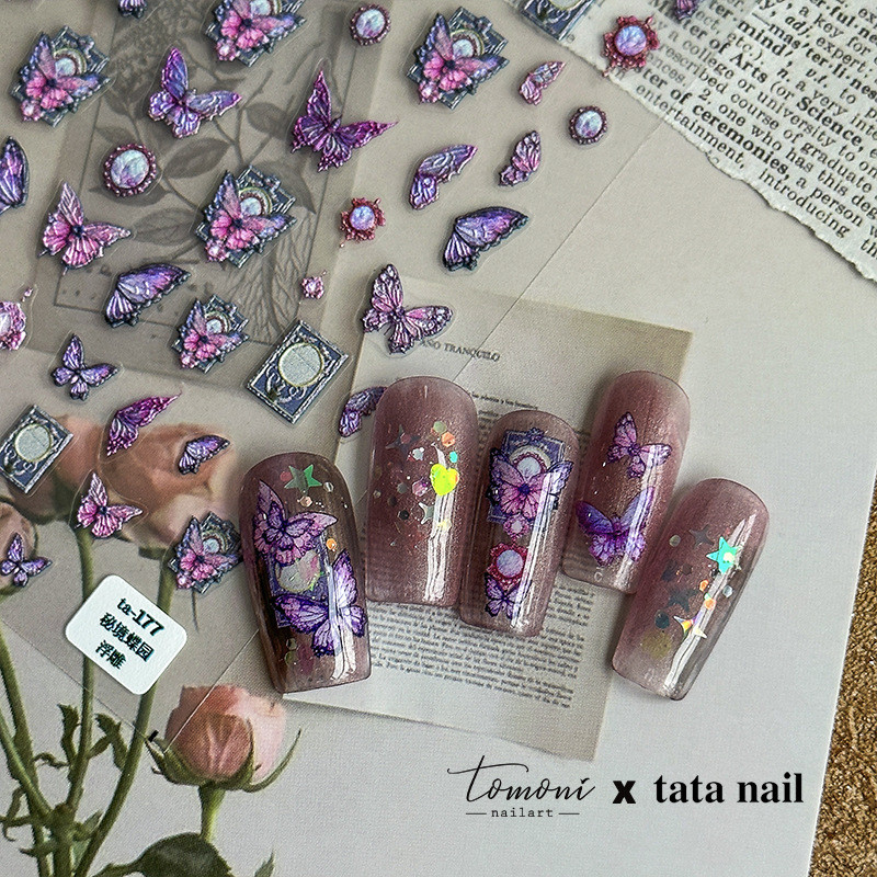 Új Craft Relief Butterfly 5D Nail Art matricák Öntapadó dekoráció Dombornyomott virágmatricák Csúsztató manikűr tervezési kellékek