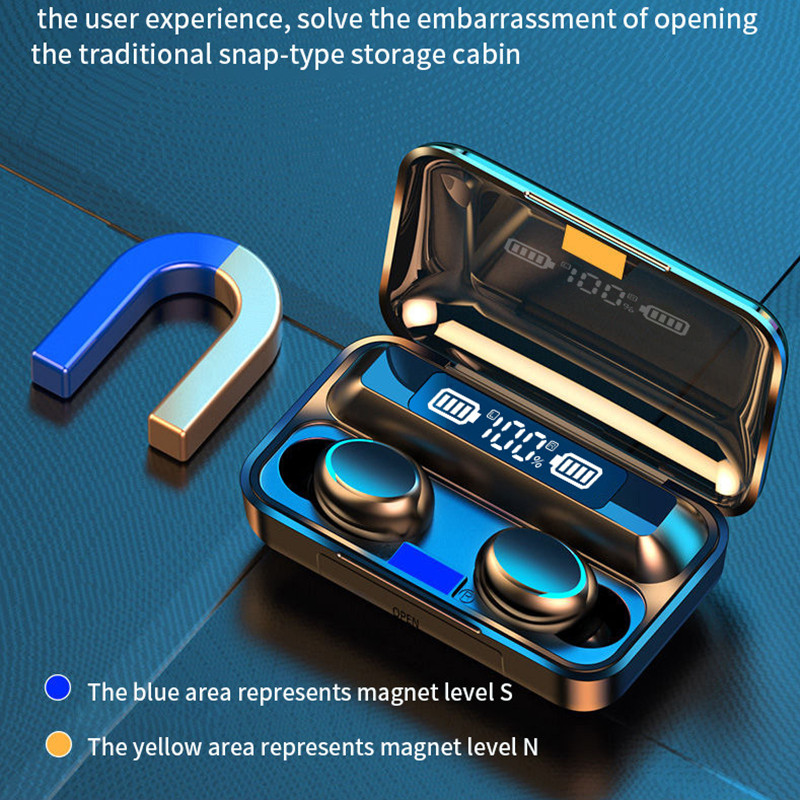 F9 TWS Безжични Bluetooth слушалки Стерео слушалки Сензорно управление Намаляване на шума Водоустойчиви слушалки Слушалки с микрофон