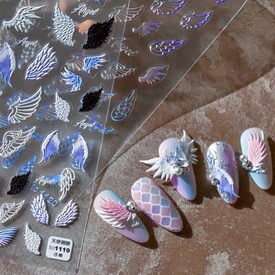 Νέο αυτοκόλλητο Craft Cute 3D Nail Art Αυτοκόλλητα με ιαπωνική κόλλα με ανάγλυφο 5D φτερά αγγέλου Αυτοκόλλητα διακοσμητικά νυχιών προμήθειες
