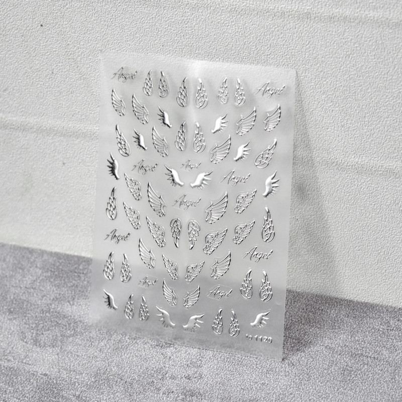 Нов занаятчийски сладък 3D стикер за изкуство за нокти Японско залепващо релефно 5D дизайн на ангелски крила Стикери за декорация на нокти Стикери Консумативи